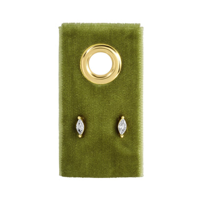 Minimalist Marquise Faux Diamond Studs on Velvet Tag