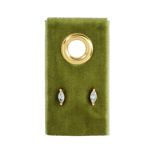 Minimalist Marquise Faux Diamond Studs on Velvet Tag