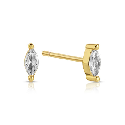 Minimalist Marquise Faux Diamond Studs on Velvet Tag