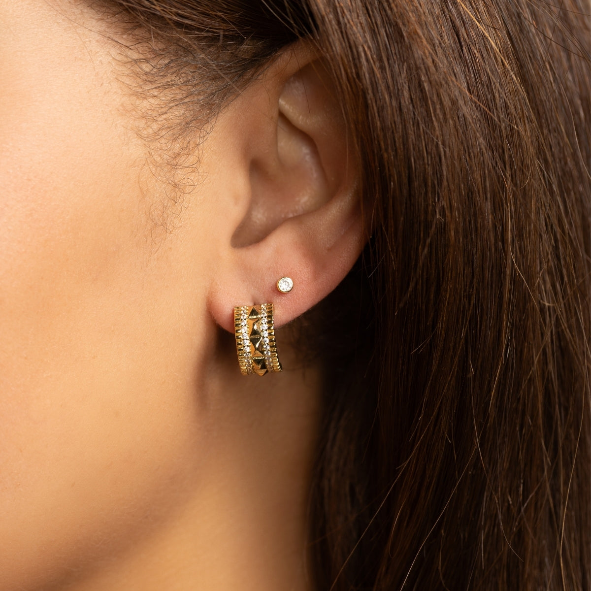 Pyramid Pavé Hoops