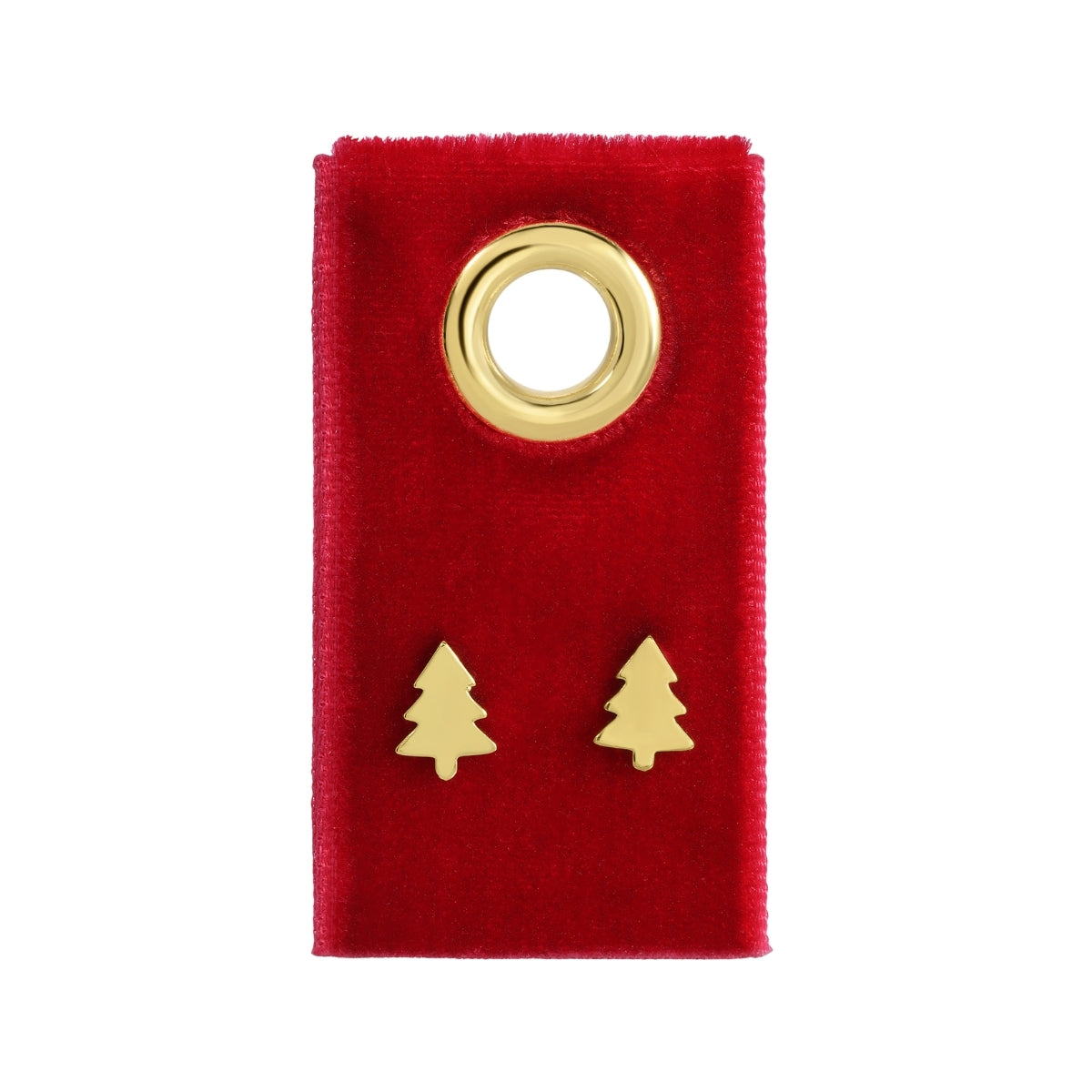 Minimalist Christmas Tree Studs on Velvet Tag