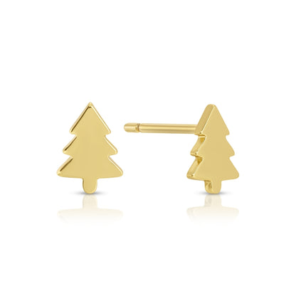Minimalist Christmas Tree Studs on Velvet Tag