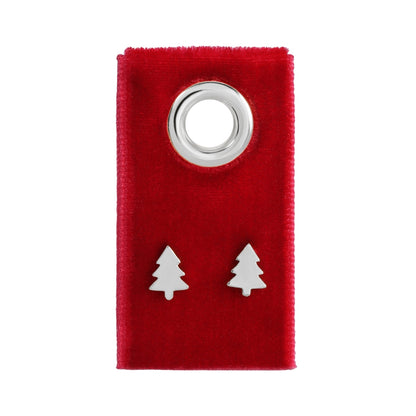 Minimalist Christmas Tree Studs on Velvet Tag