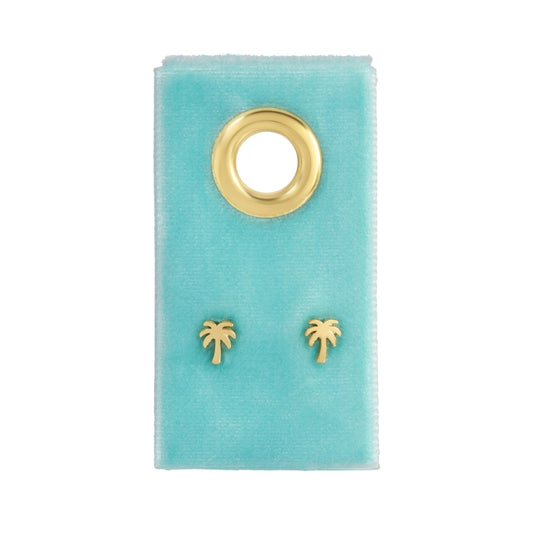 Island Palm Tree Studs on Velvet Tag