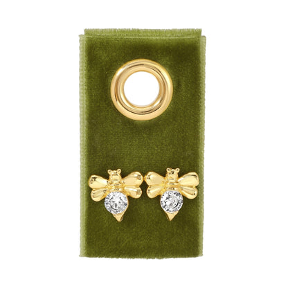 Large CZ Bee Studs on Velvet Tag