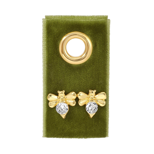 Large CZ Bee Studs on Velvet Tag