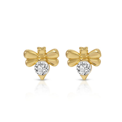 Large CZ Bee Studs on Velvet Tag