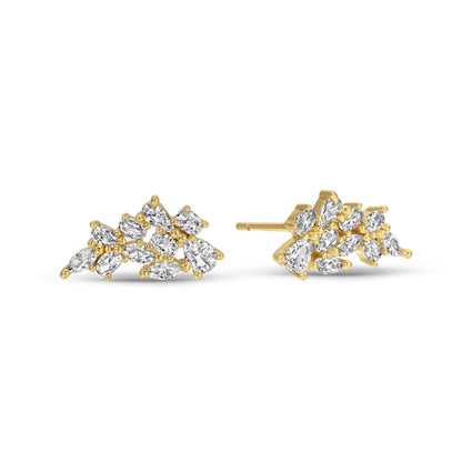Large Faux Diamond Crawler Earrings