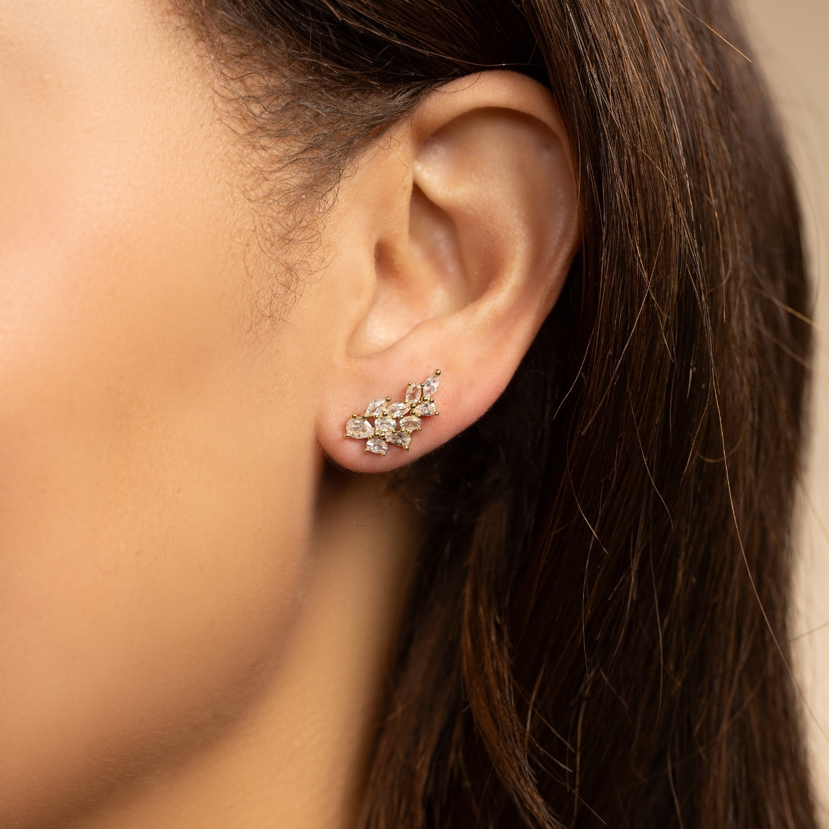 Large Faux Diamond Crawler Earrings