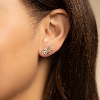 Large Faux Diamond Crawler Earrings