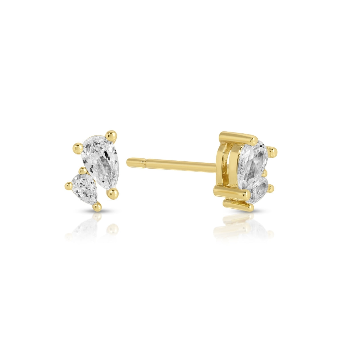 Double Pear-Shaped Cubic Zirconia Studs on Velvet Tag