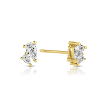 Double Pear-Shaped Cubic Zirconia Studs on Velvet Tag