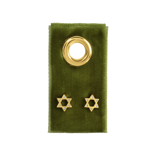 Star of David Stud Earrings on Velvet Tag