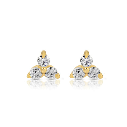 Delicate Triple Cluster Stud Earrings on Red Velvet Tag