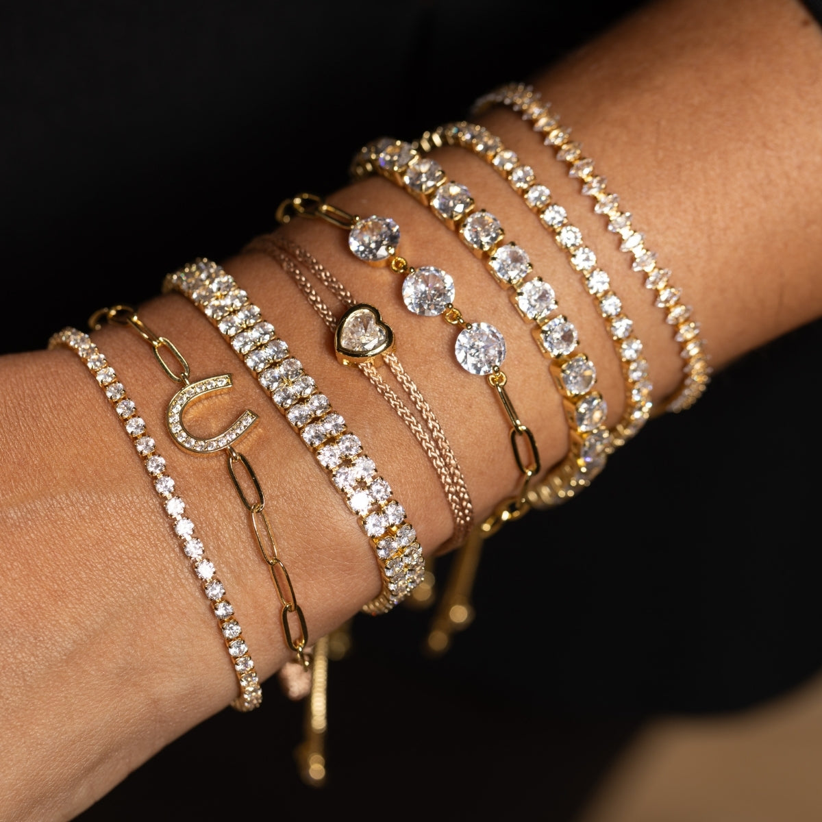 Triple Faux Diamond Paperclip Pulley Bracelet