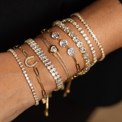 Triple Faux Diamond Paperclip Pulley Bracelet