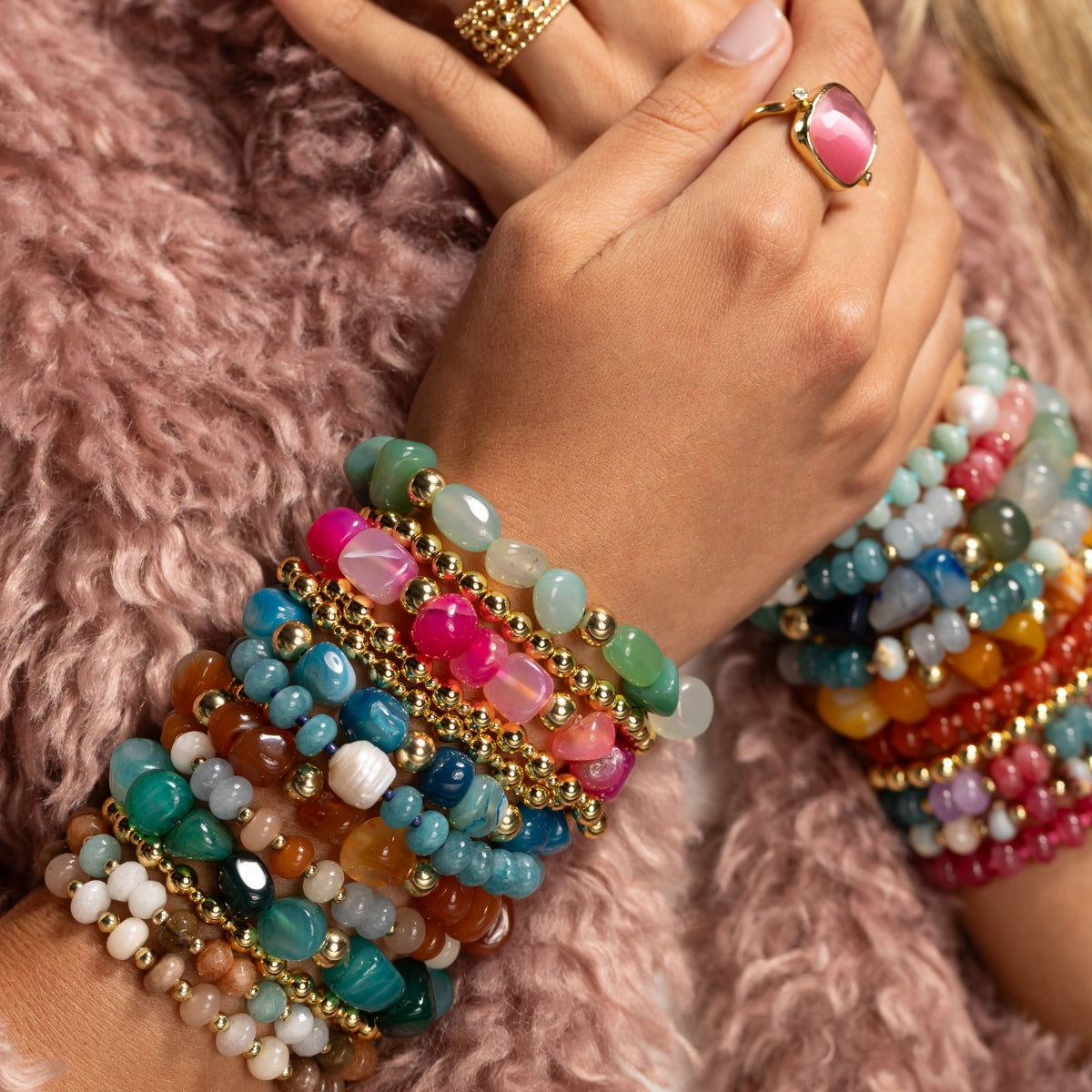 Stone Bracelet with Baroque Pearl