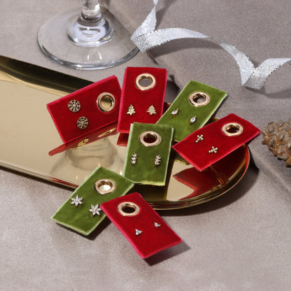 Minimalist Christmas Tree Studs on Velvet Tag