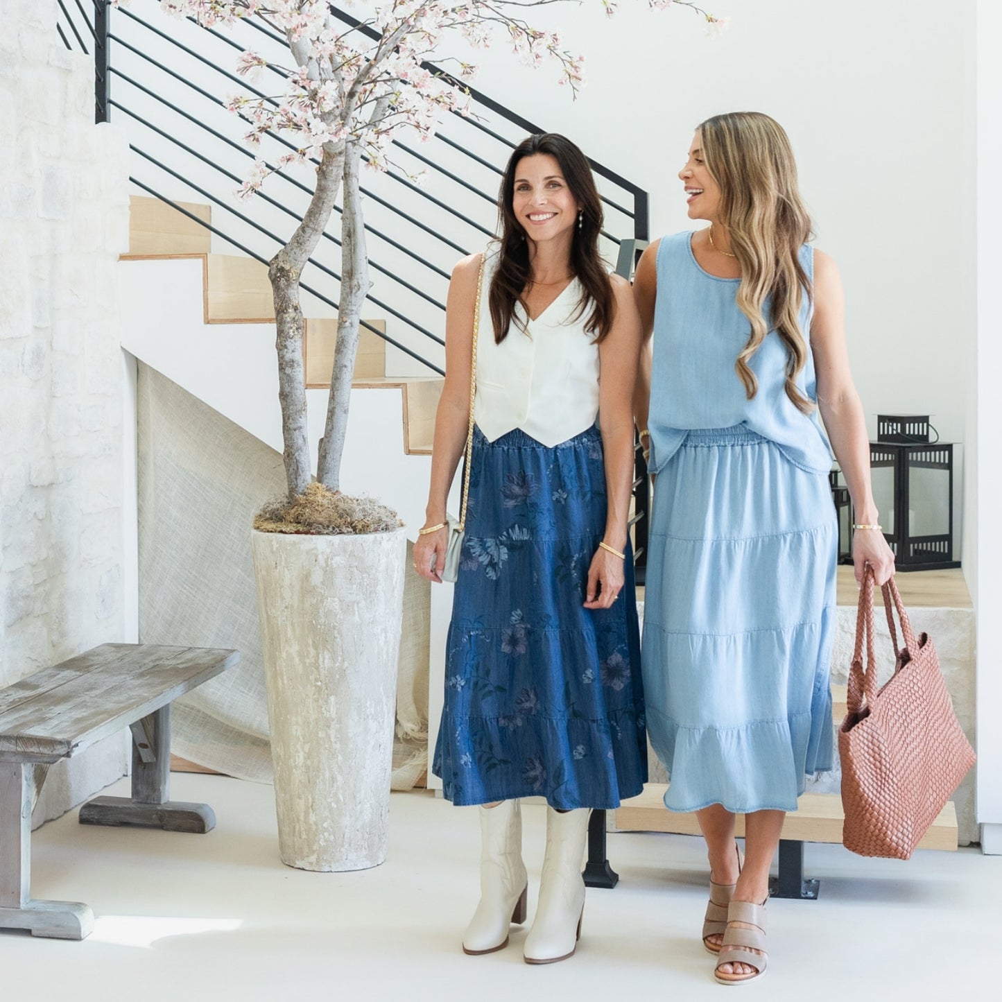 Lyocell Tiered Skirt with Scrunchie Waist