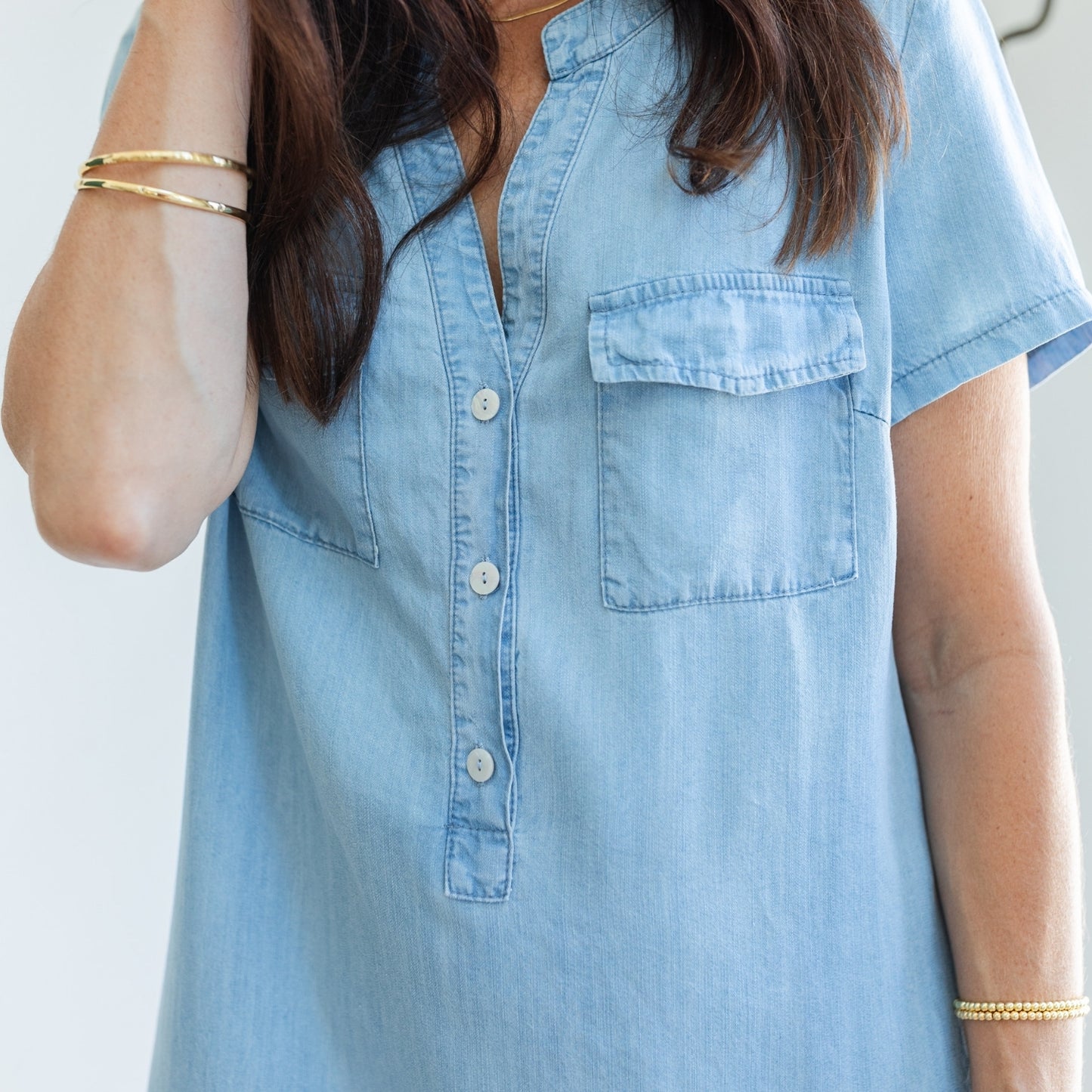 Lyocell Short Sleeve Dress with Pockets