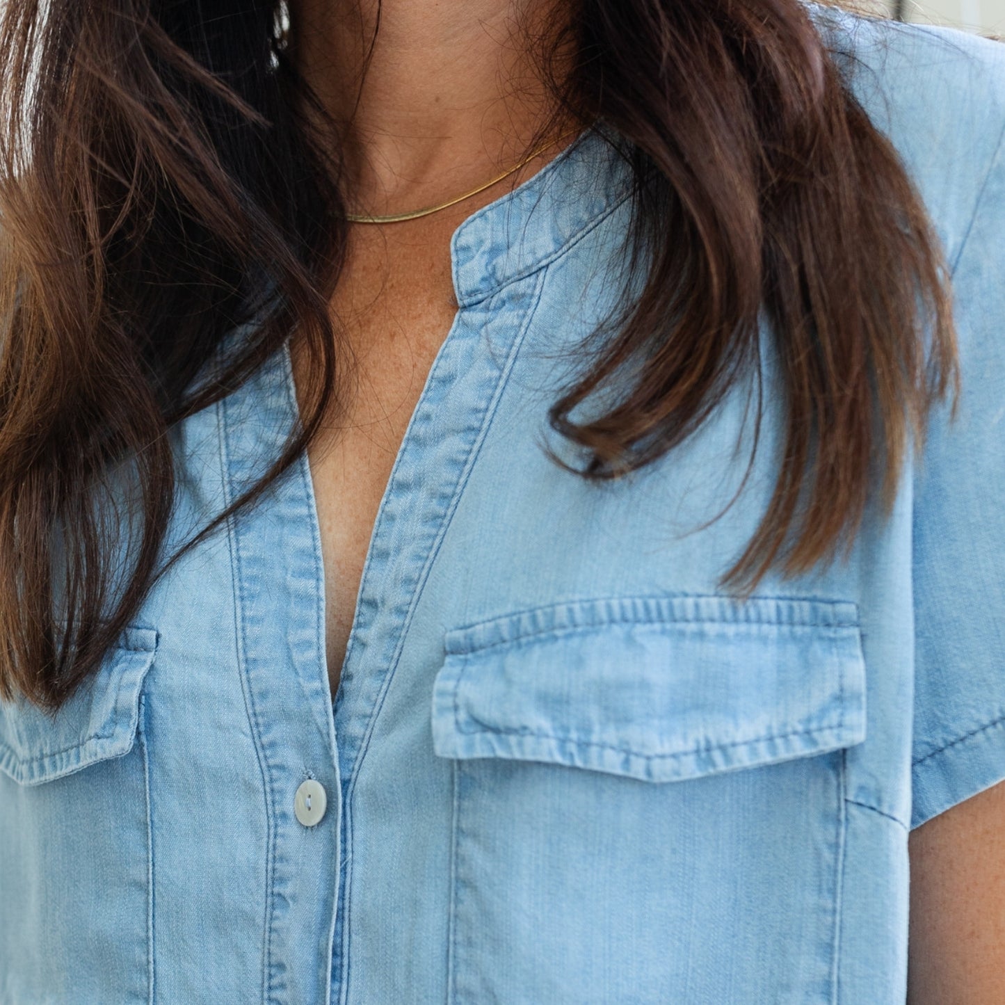 Lyocell Short Sleeve Dress with Pockets