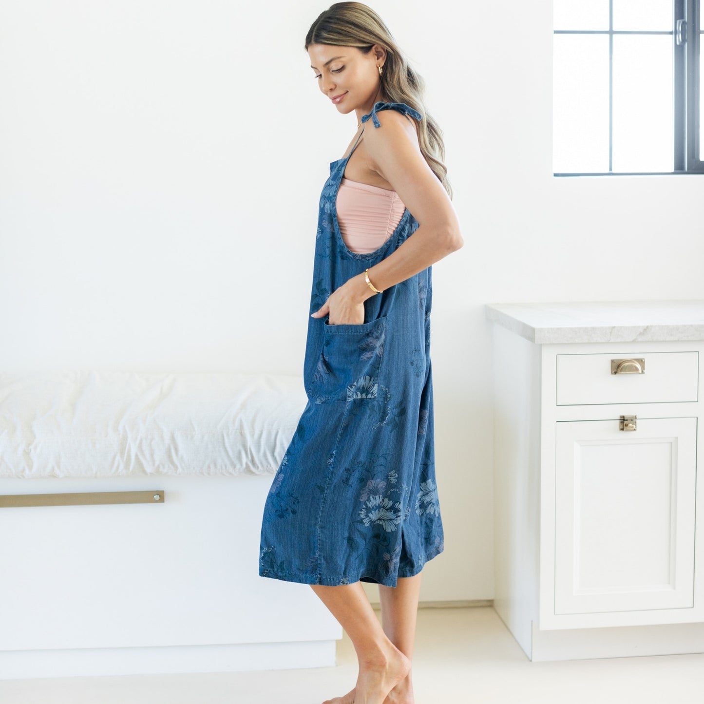 Lyocell Adjustable Romper with Side Pockets