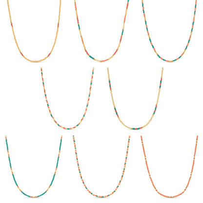 Set/8 Assorted 2mm seed bead necklaces