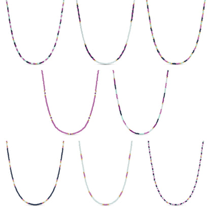 Set/8 Assorted 2mm seed bead necklaces