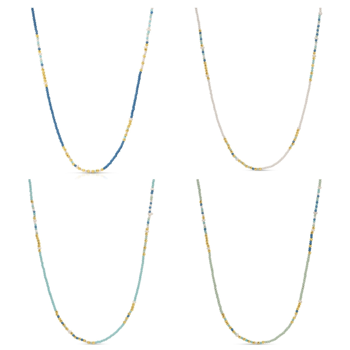 Set/4 Assorted Seed Bead Necklaces with Fresh Water Pearl Accents