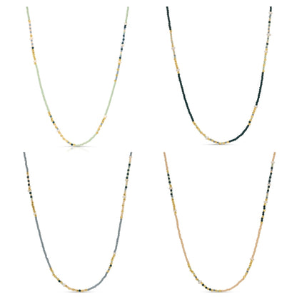 Set/4 Assorted Seed Bead Necklaces with Fresh Water Pearl Accents