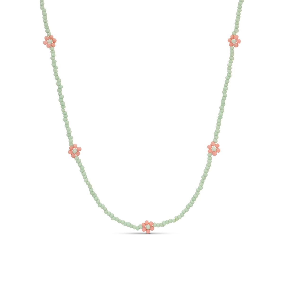 Set/4 Assorted 2mm Seed Bead Necklaces with Flowers