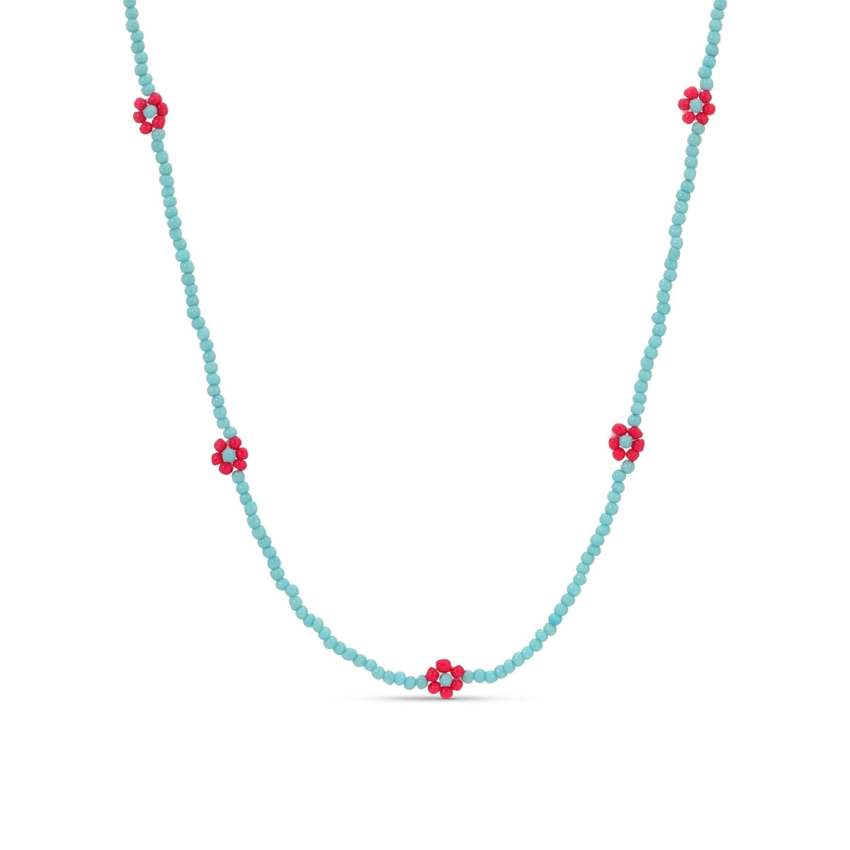 Set/4 Assorted 2mm Seed Bead Necklaces with Flowers