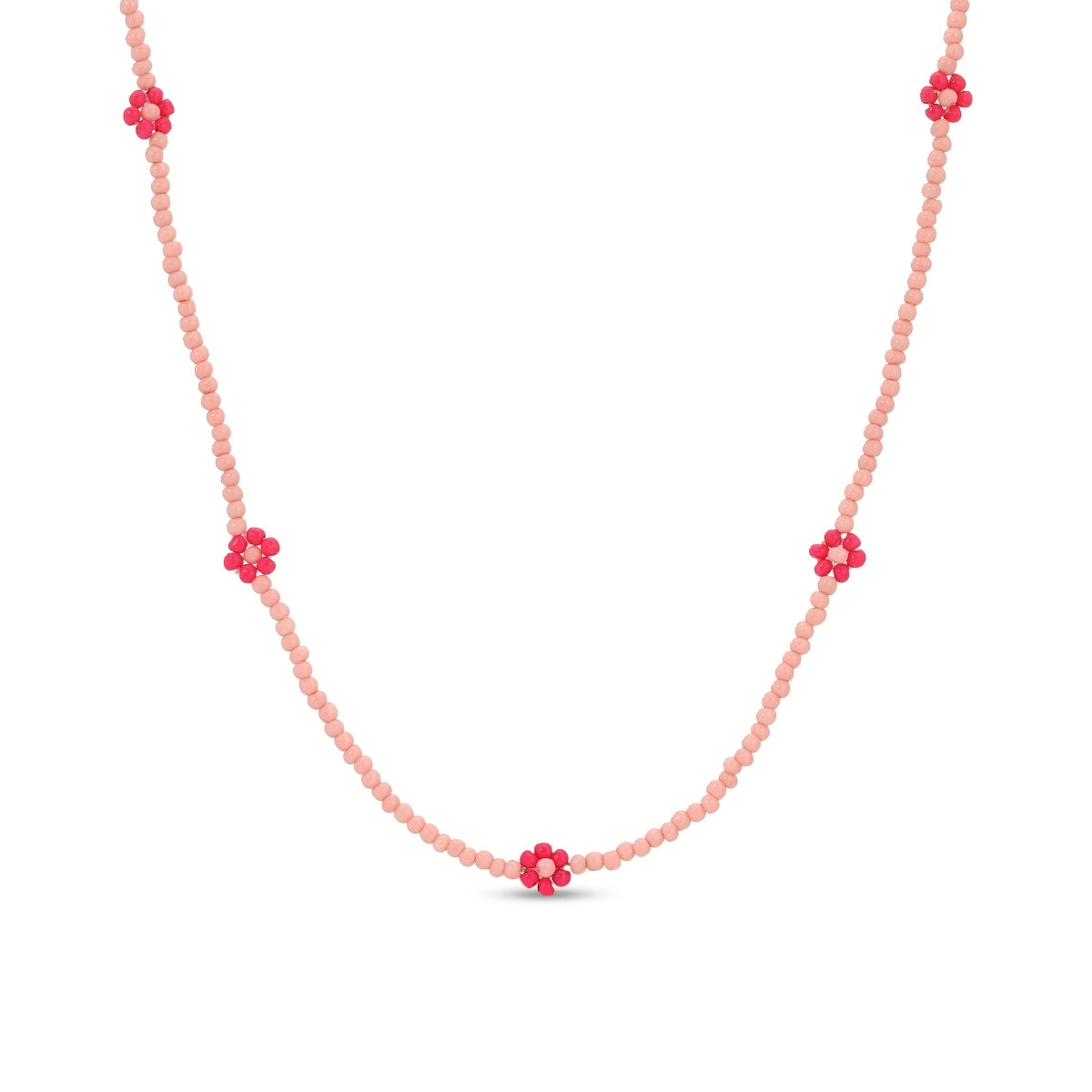 Set/4 Assorted 2mm Seed Bead Necklaces with Flowers
