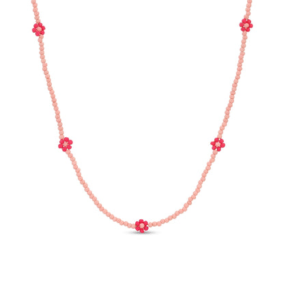 Set/4 Assorted 2mm Seed Bead Necklaces with Flowers
