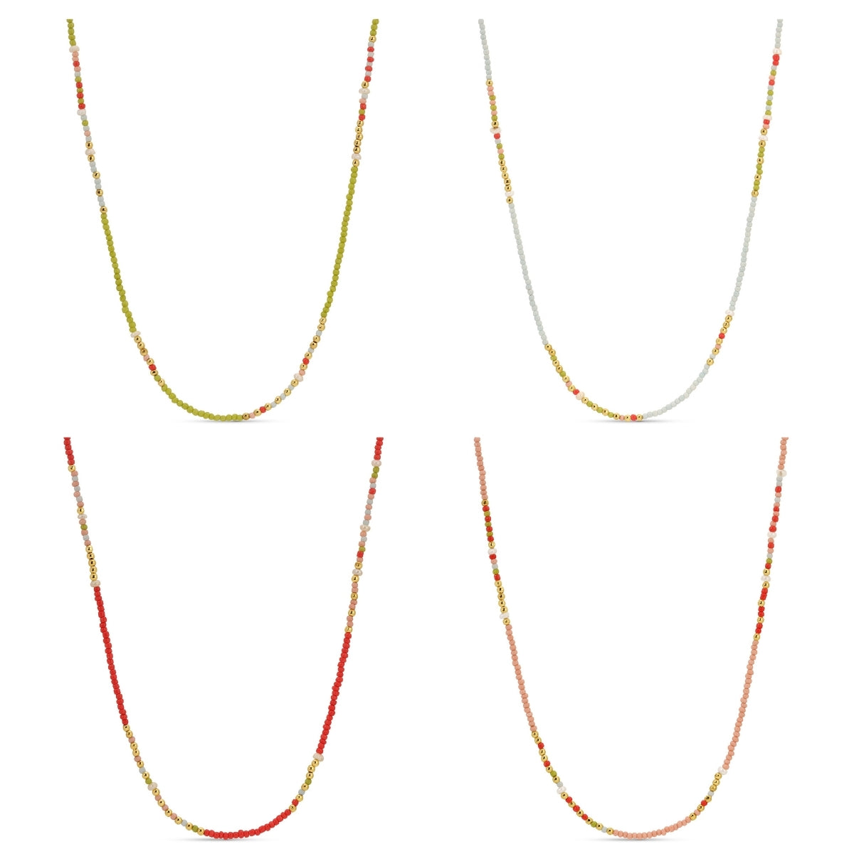 Set/4 Assorted Seed Bead Necklaces with Fresh Water Pearl Accents