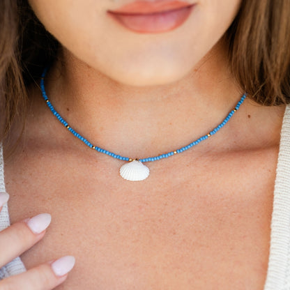Set/4 Seed Bead Necklaces with Shell Pendant