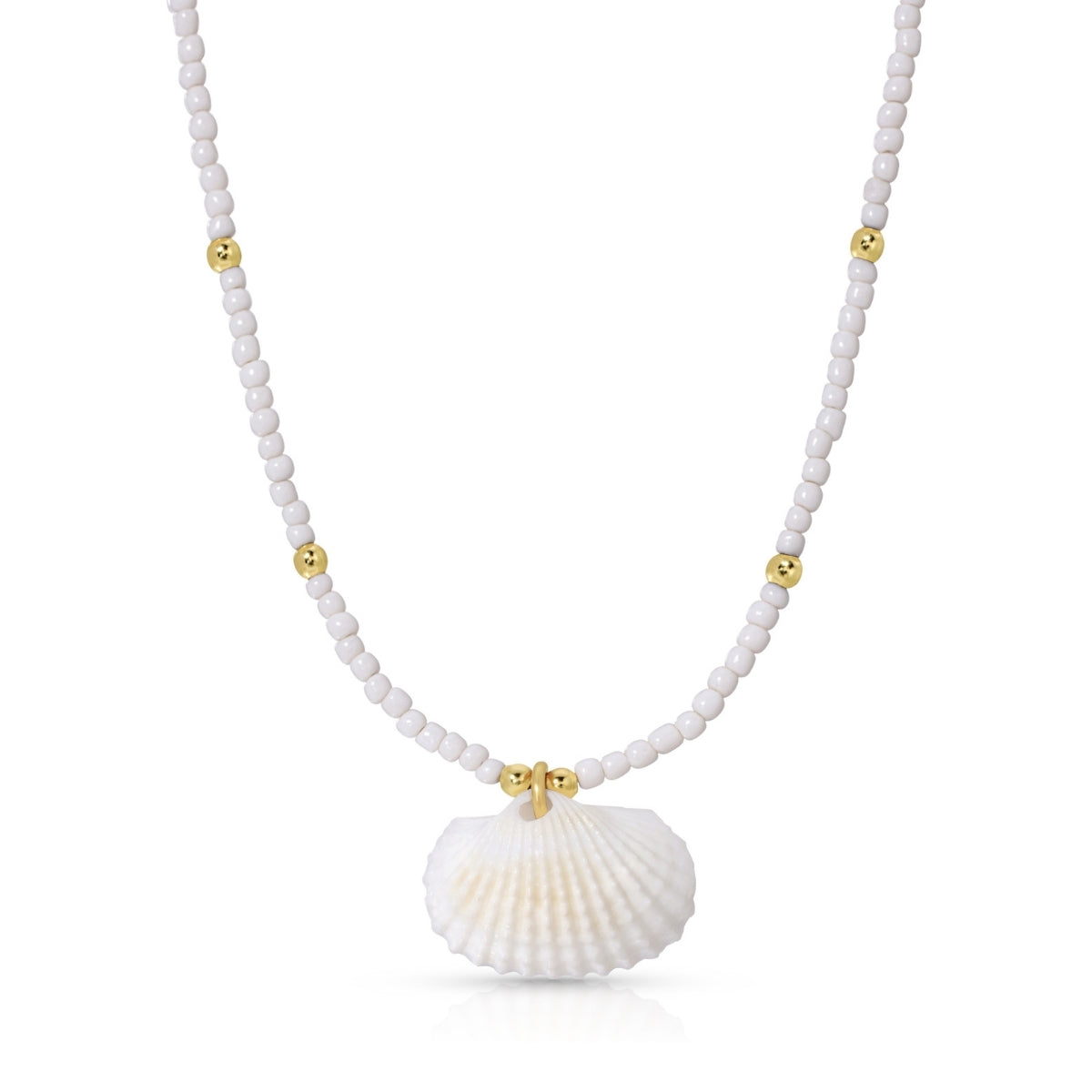 Set/4 Seed Bead Necklaces with Shell Pendant