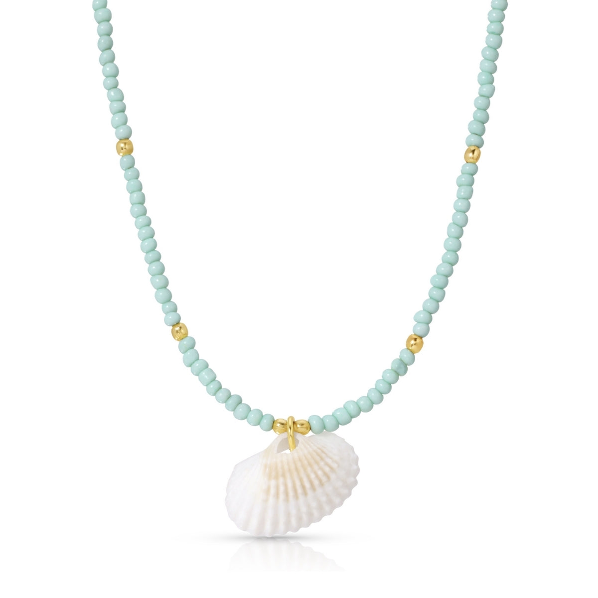 Set/4 Seed Bead Necklaces with Shell Pendant