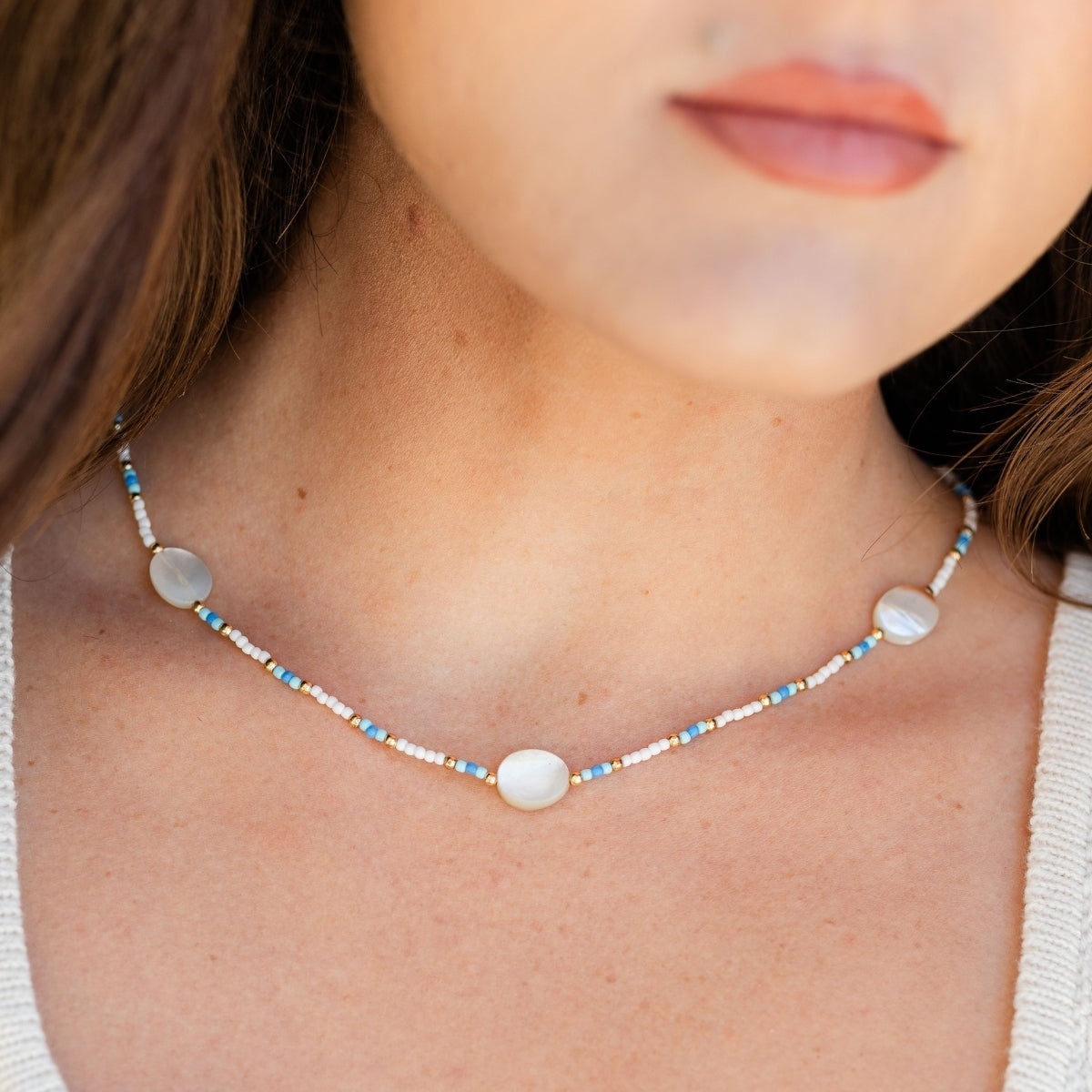 Set/4 Multi-Shell Seed Bead Necklaces