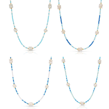 Set/4 Cluster Shell Seed Bead Necklaces