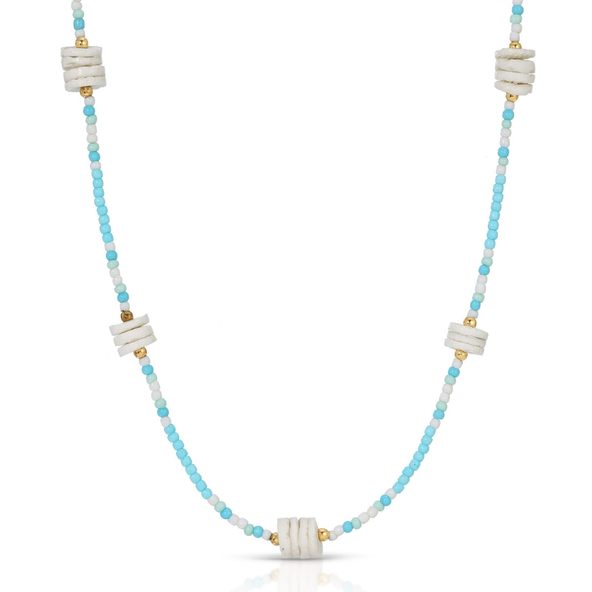 Set/4 Cluster Shell Seed Bead Necklaces