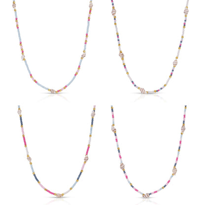 Set/4 Petite Cone Shell Seed Bead Necklaces