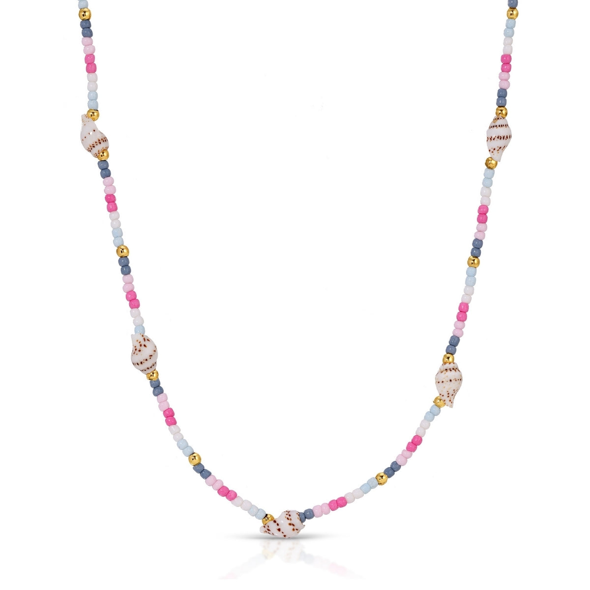 Set/4 Petite Cone Shell Seed Bead Necklaces