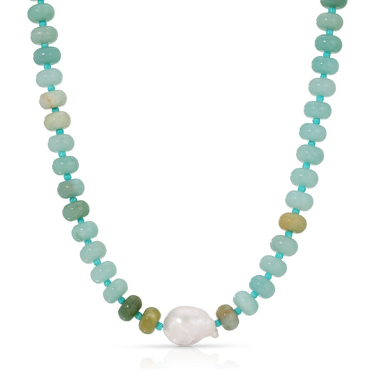 Stone Necklace with Baroque Pearl