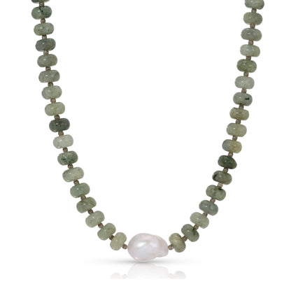 Stone Necklace with Baroque Pearl