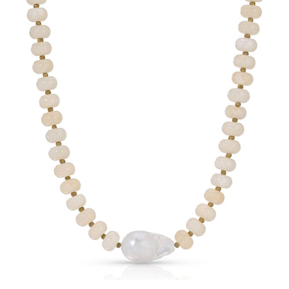 Stone Necklace with Baroque Pearl