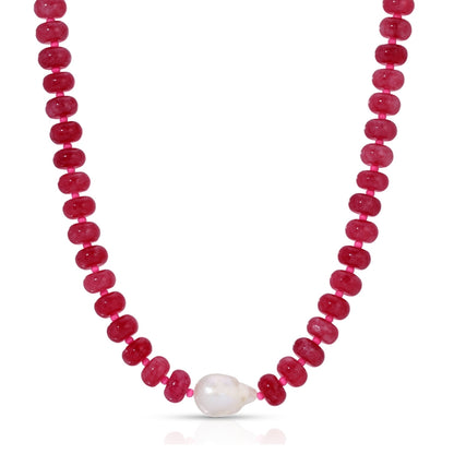 Stone Necklace with Baroque Pearl