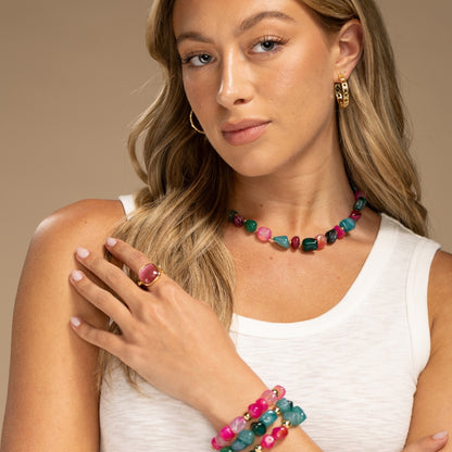 Bold Tumbled Stones Statement Necklace