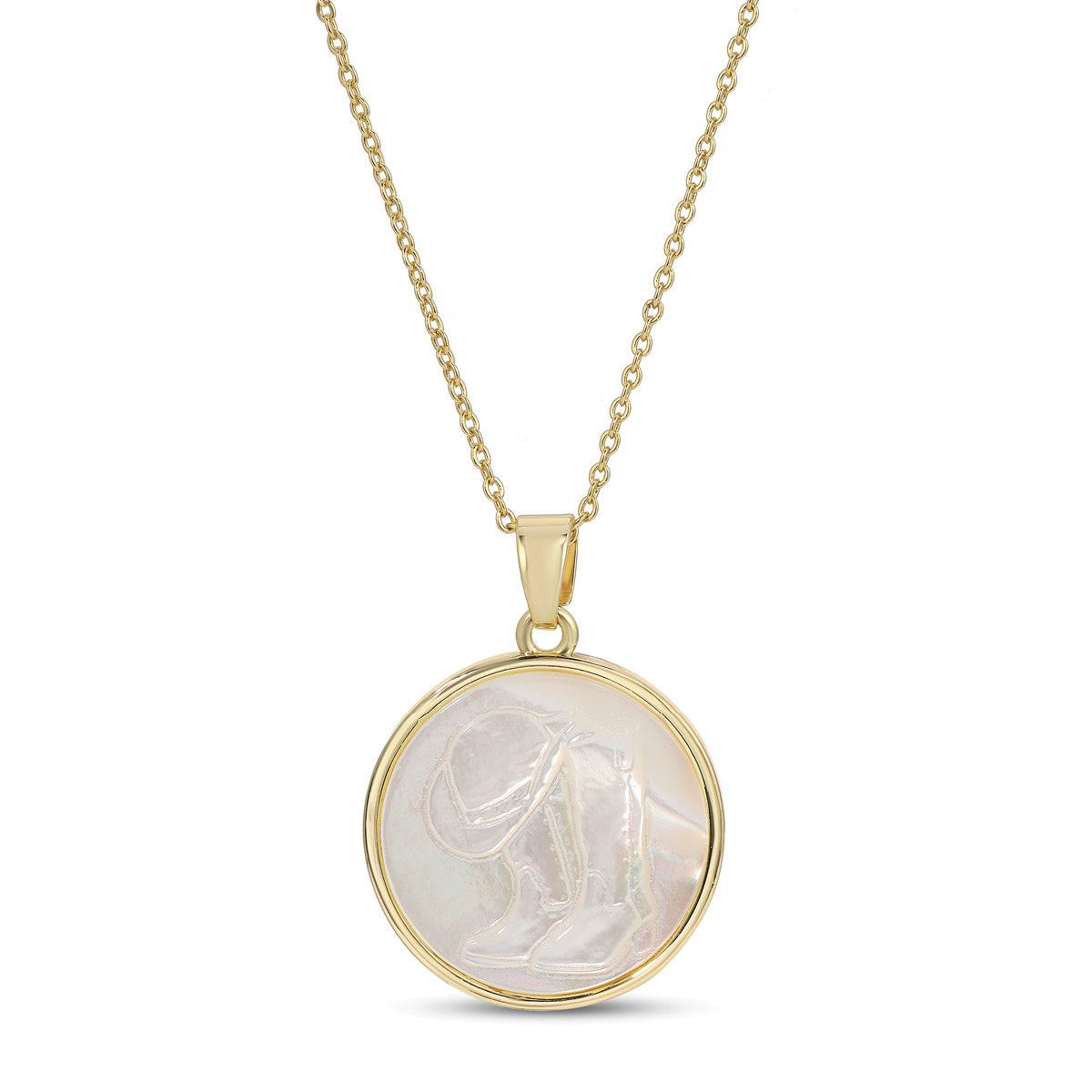 Cowgirl Spirit, Etched Shell Pendant Necklace