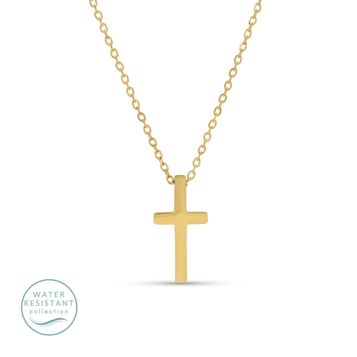 Timeless Cross Pendant Necklace, Water Resistant